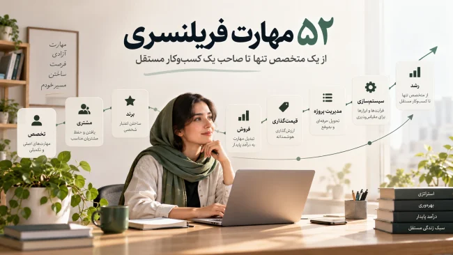 ۵۲ مهارت فریلنسری ۵۲ مهارت فریلنسری برای درآمد و رشد حرفهای | راهنمای کامل